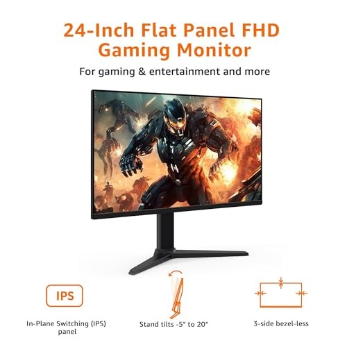 AMAZON BASICS 24" (23.8" Viewable) FHD 1080P 165Hz VESA 24M2020GNA - BLACK