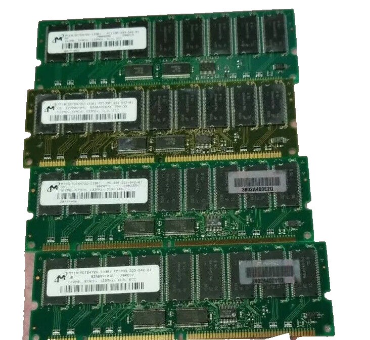 2GB KIT 4X 512MB PC SDRAM SD CL3 PC133R 133 168PIN RDIMM ECC-REG 64X4