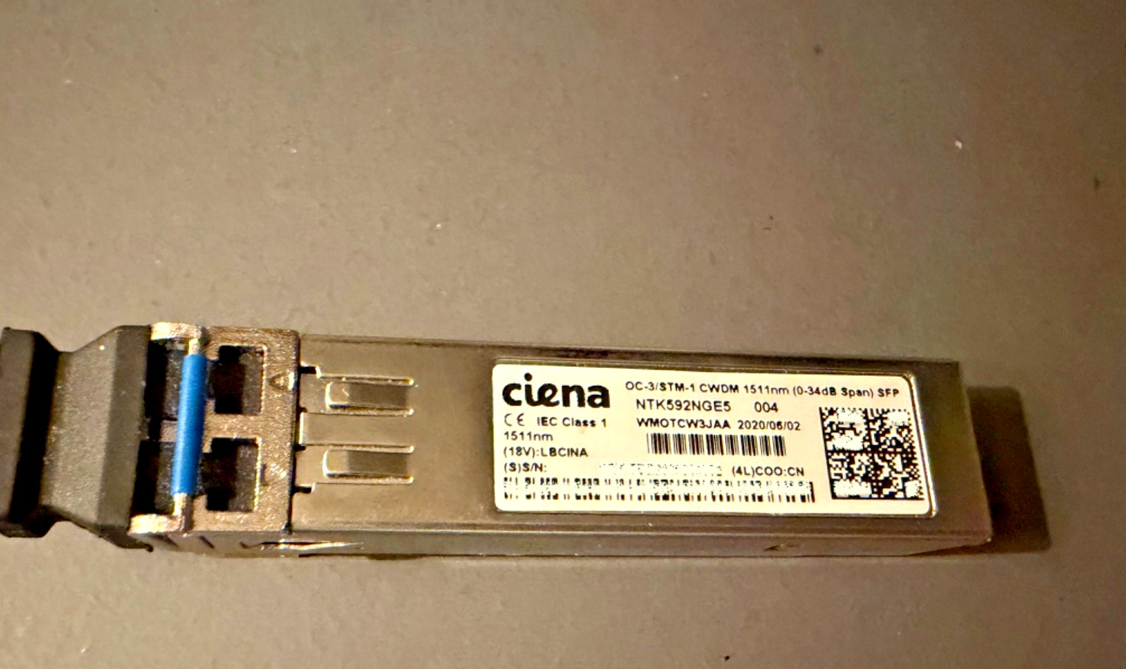 ORIGINAL CIENA-NORTEL  NTK592NG  1Gbps CWDM SFP 1510nm 120km Single-Mode