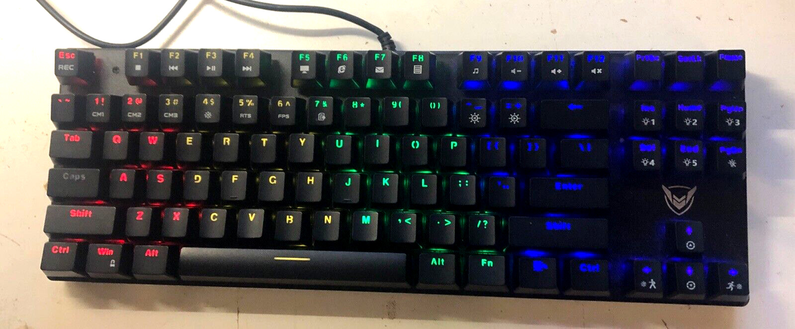Mechanical Keyboard Wire RGB Backlit Blue Switches QWERTY TKL 80% Compact TESTED