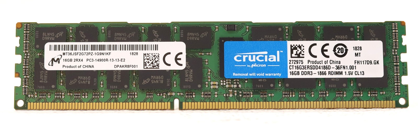 Micron 16GB 2Rx4 PC3-14900R-13-13-E2 ECC REG Memory P/N: MT36JSF2G72PZ-1G9N1KF