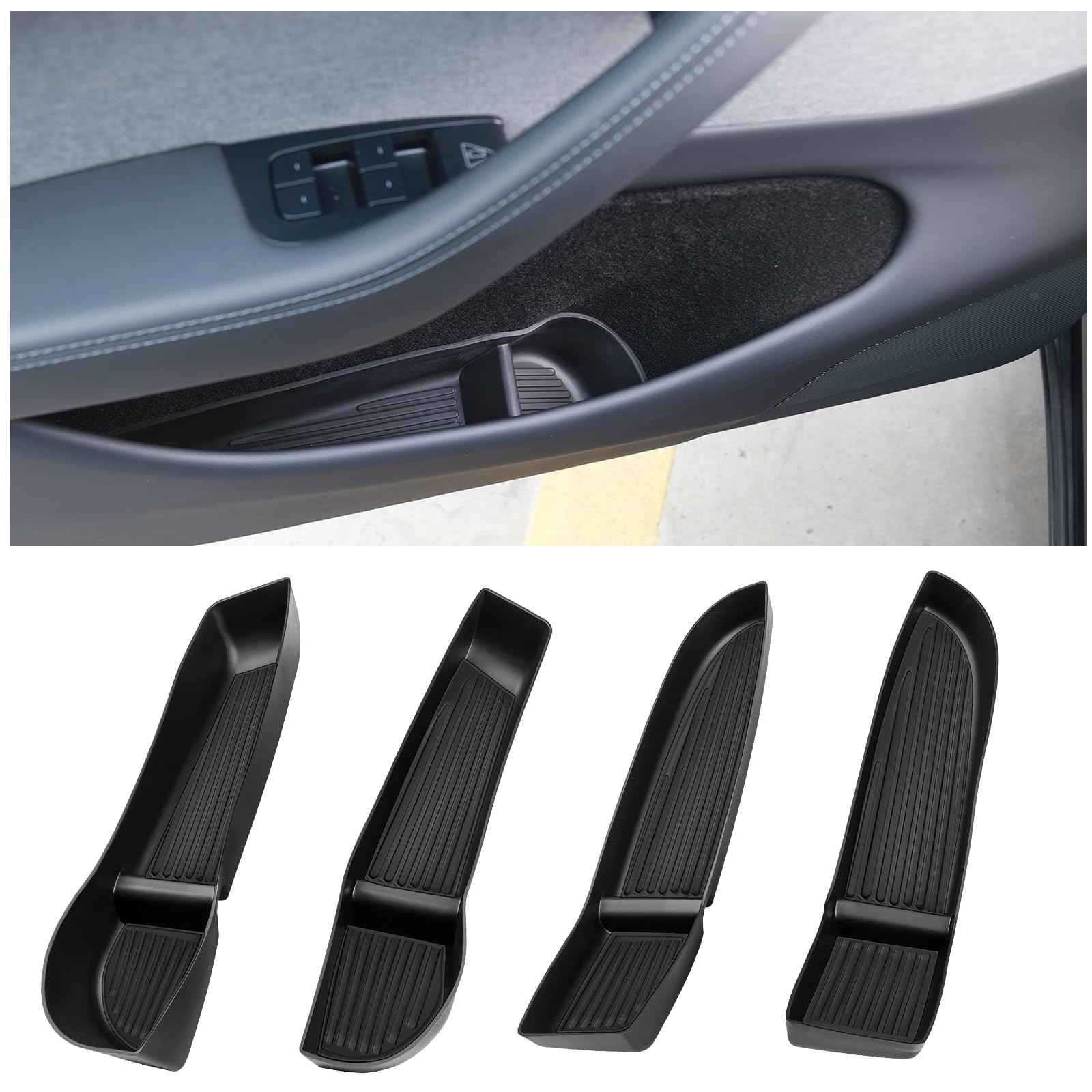 4PCS Door Pocket Liners for Tesla Model Y Juniper 2025 2026, Front Row Door O...