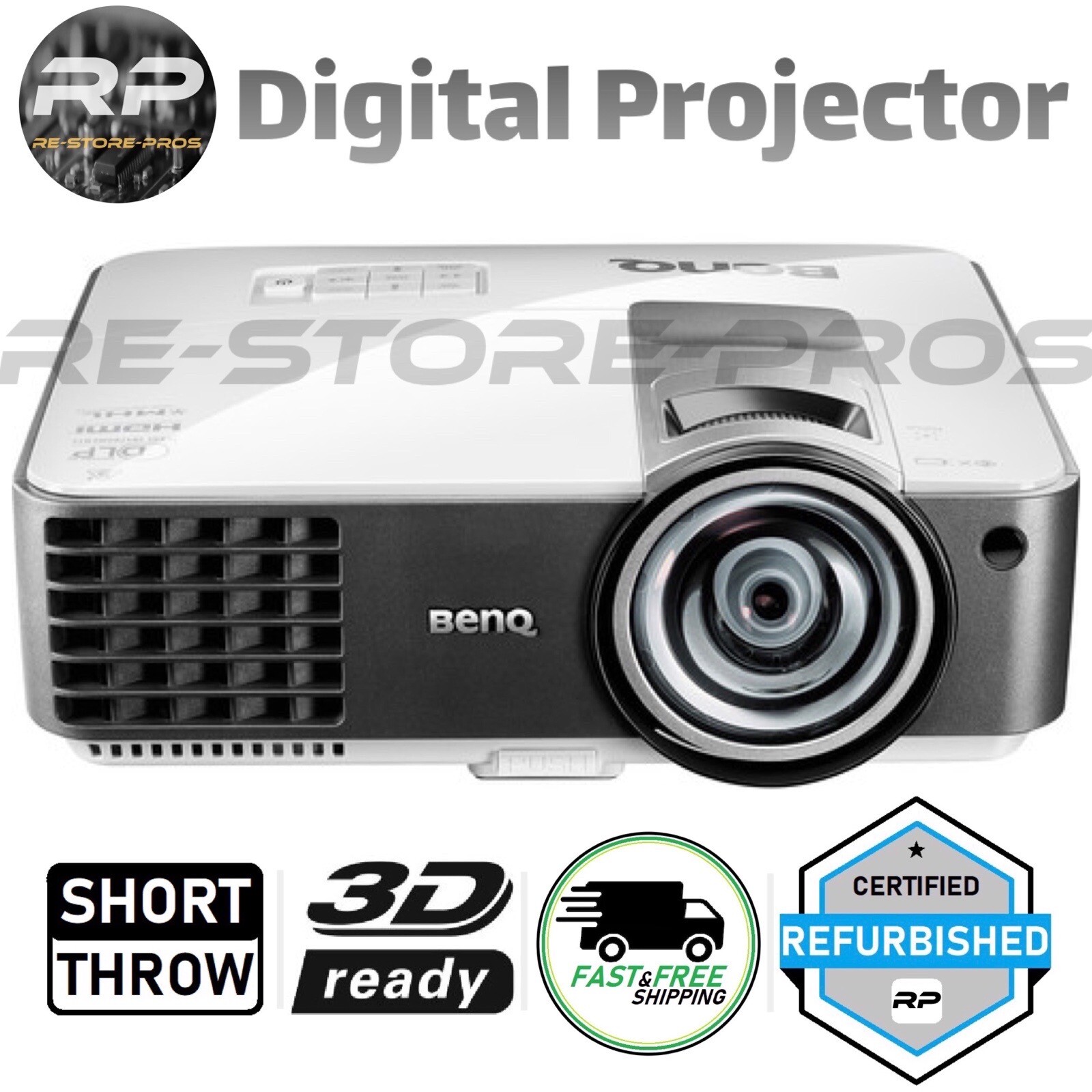 BenQ MW824ST Short Throw Projector HDMI WXGA DLP 3D 3200 Lumens Remote New Lamp