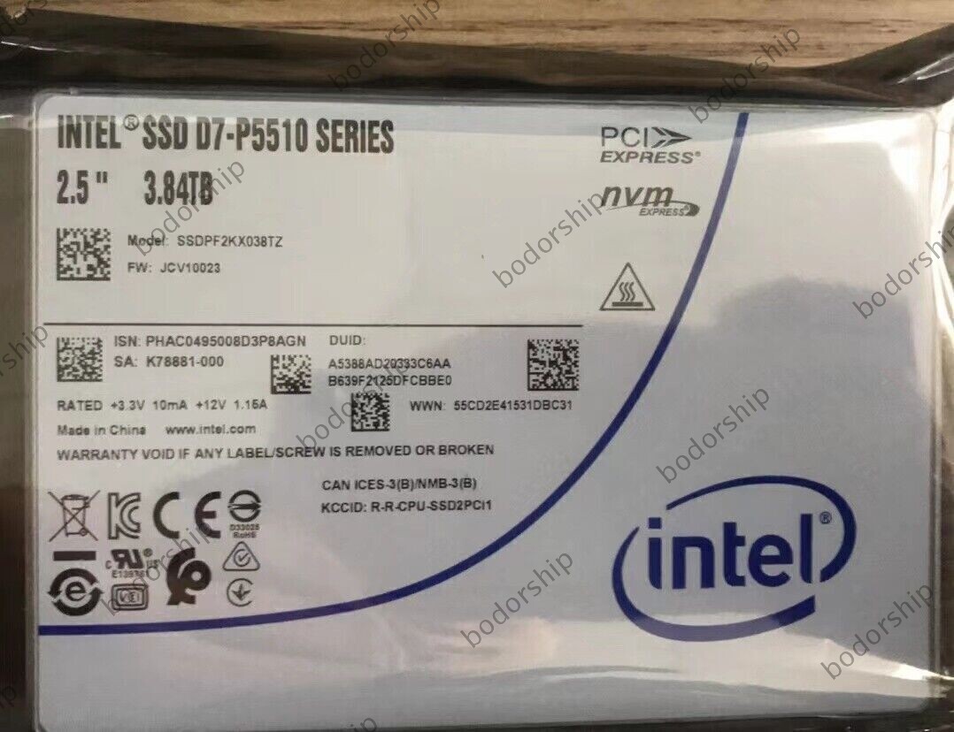 3.84TB Intel SSD D7-P5510 U.2 SSDPF2KX038TZ Series DC NVME Solid State Drive