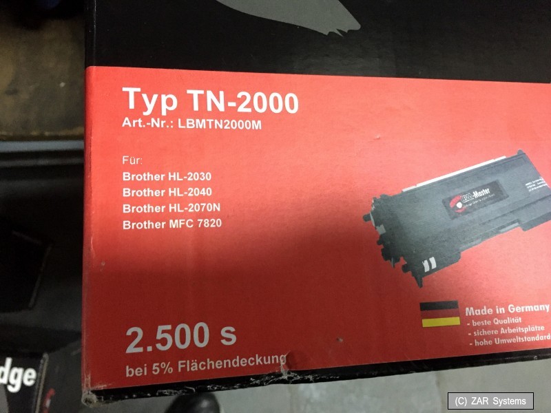 LBM-Master XXL toner black/black like Brother TN-2000 for 8000 pages, NEW