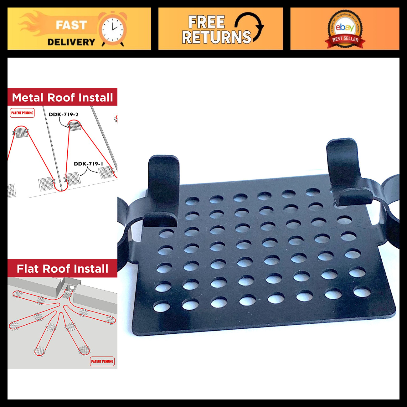 Heavy Duty Roof Heat Cable Clips - 2-Cradle for Rubber/Metal Roofing, Ice Dam Pr