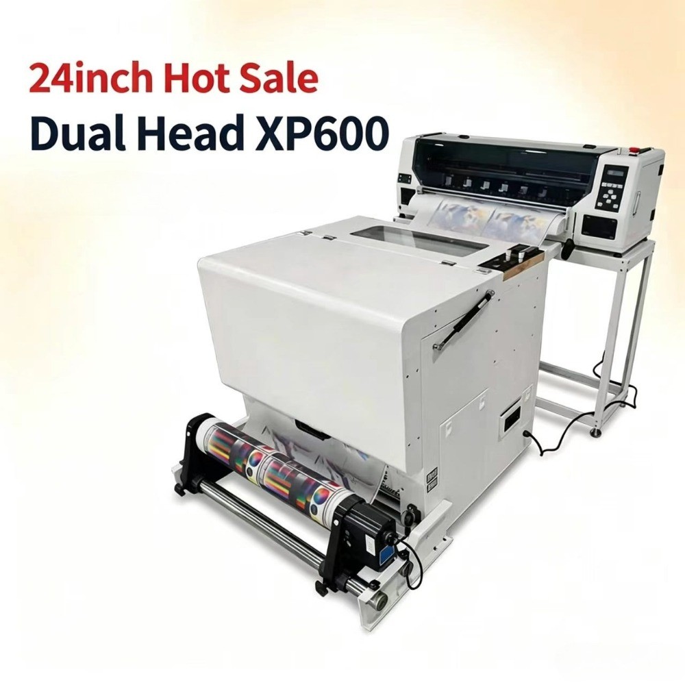 24" 60cm DTF Printer , Dual XP600 Printhead with Auto Powder Shaker Roll to Roll