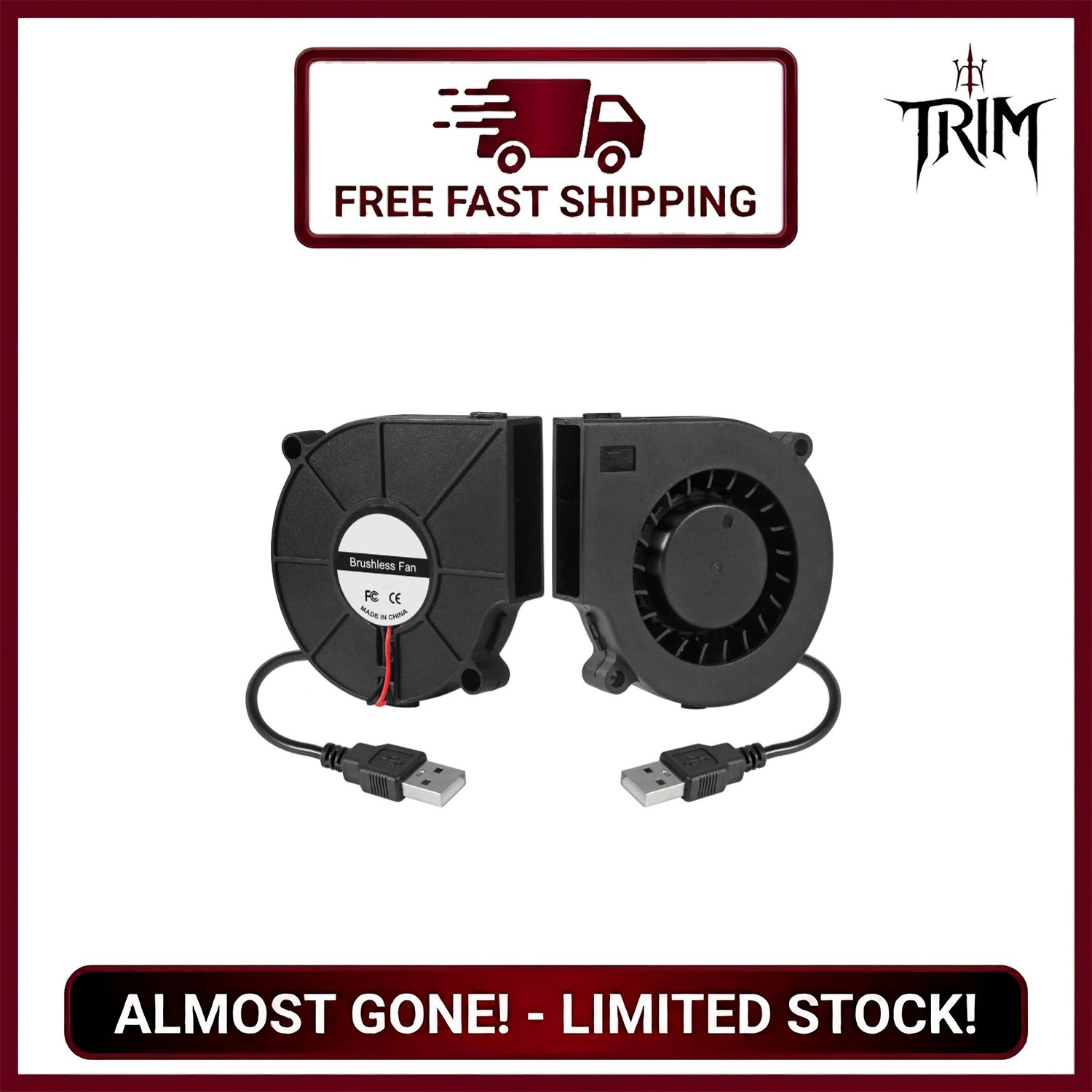 2Pcs 75x30mm USB Fan 12V DC Brushless Cooling Fan Replacement Ball Bearing PC...