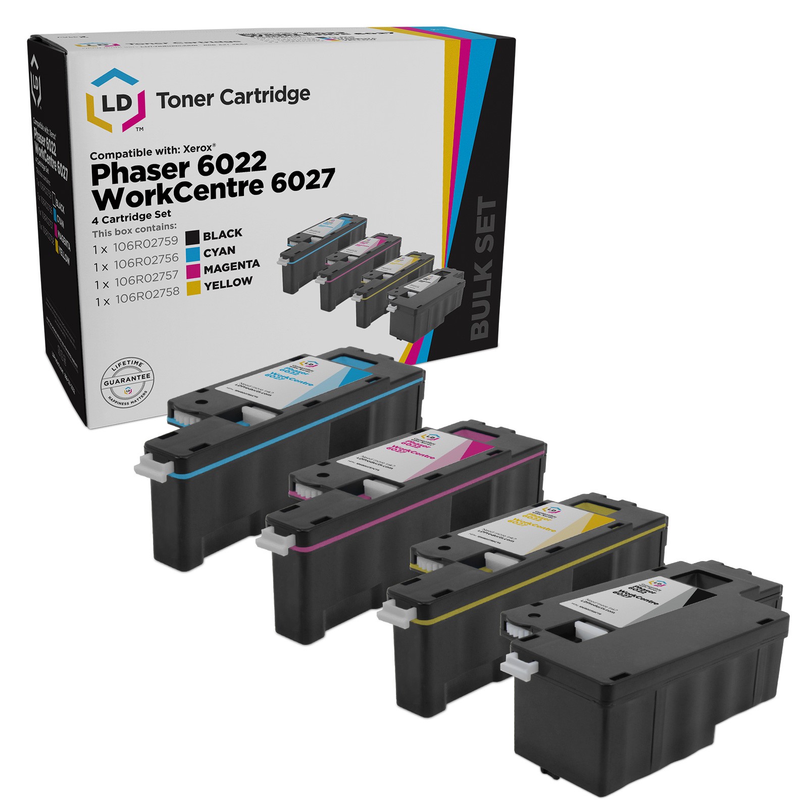 LD Compatible Set of 4 Toners for Xerox WorkCentre 6027 6025 Phaser 6022 6020