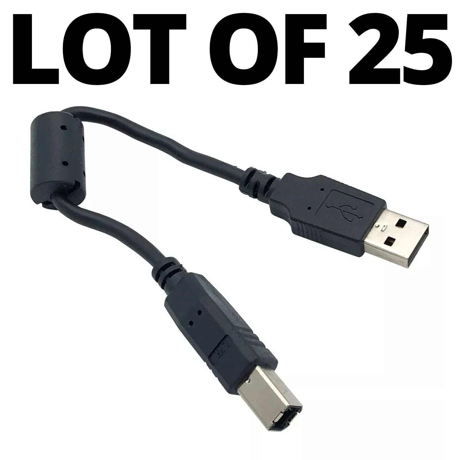 LOT of 25 USB 2.0 A to Type B Male Data Sync cable for PC Scanners Printers etc.