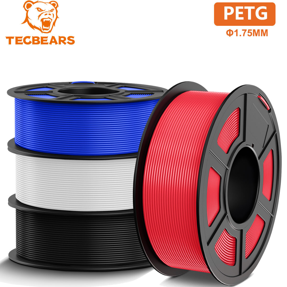 TECBEARS PETG Filament 1.75mm 4KG Strong Toughness PETG 3D Printer Filament