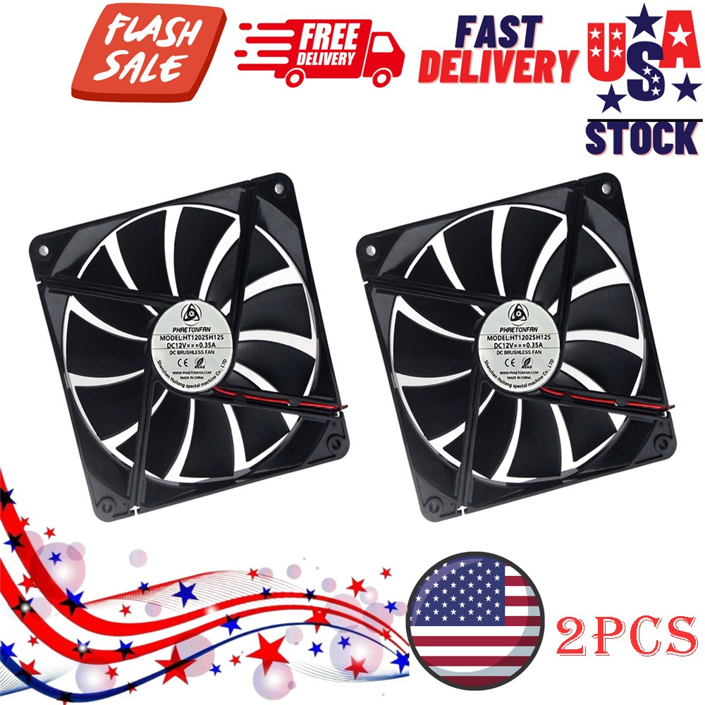 For Poweryear HT12025H12S 12V 0.35A 12CM 12025 Cooling Fan 2-wire, 2PCS