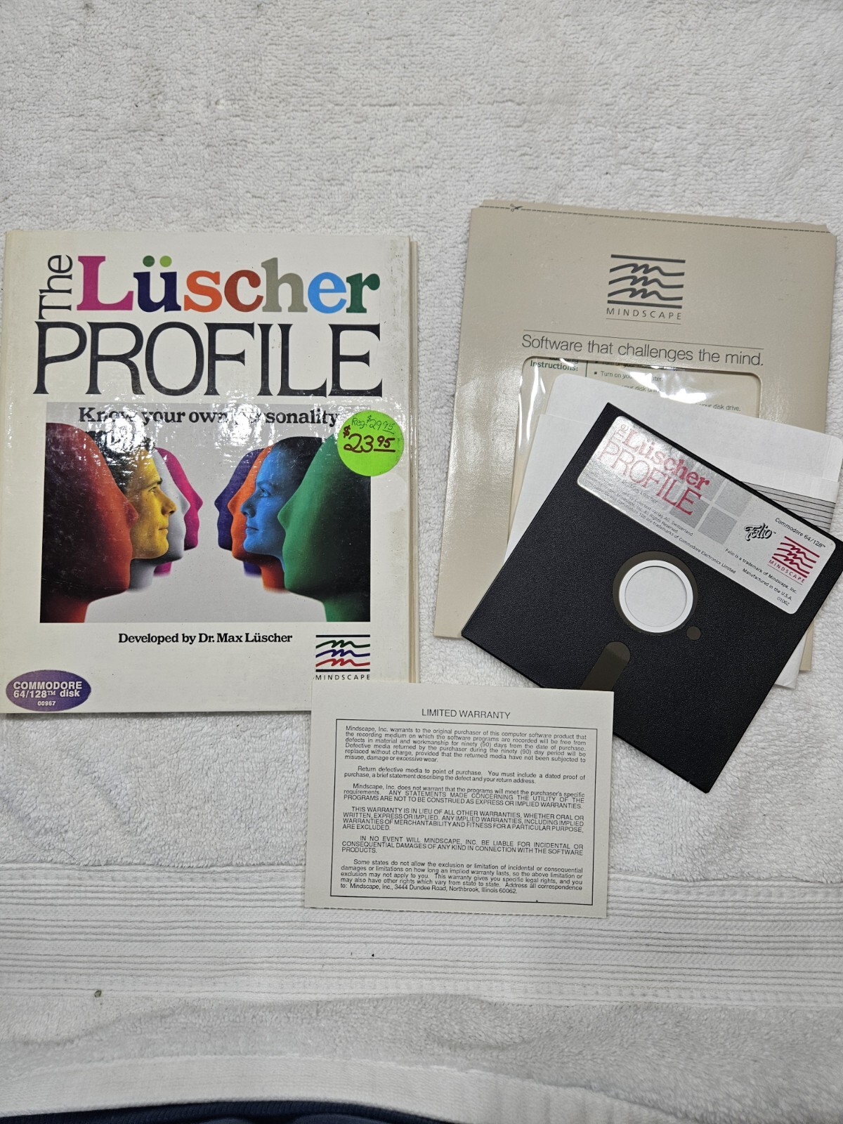 Rare Vintage The Luscher Profile by Mindscape for Commodore 64 and 128 1985