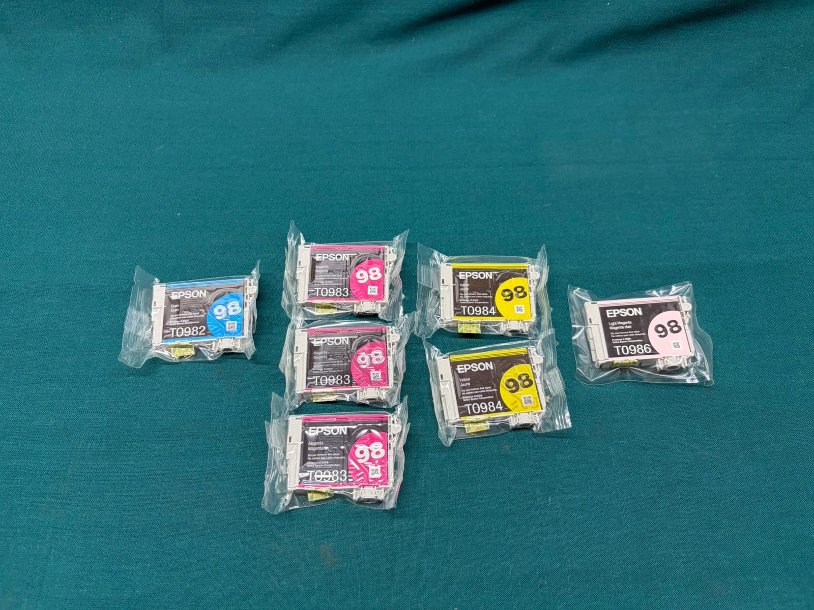 Lot of 7 Genuine Epson 98 Ink Cartridges T0982/T0983/T0984/T0986 (5M)