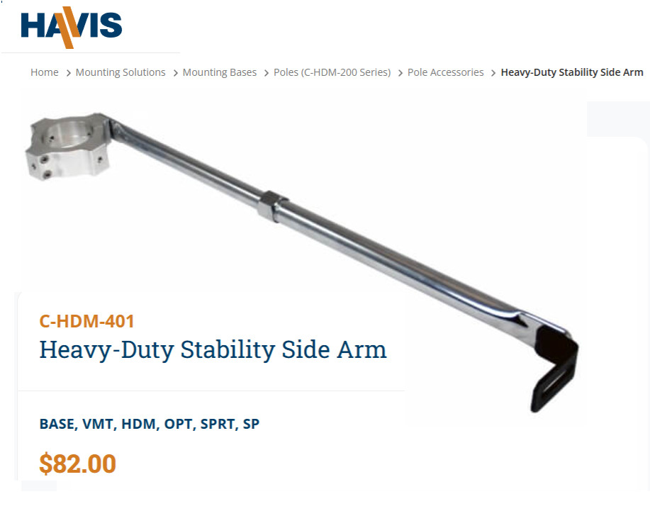 HAVIS C-HDM-401 Heavy-Duty Stability Side Arm with Hardware Accessories Kit