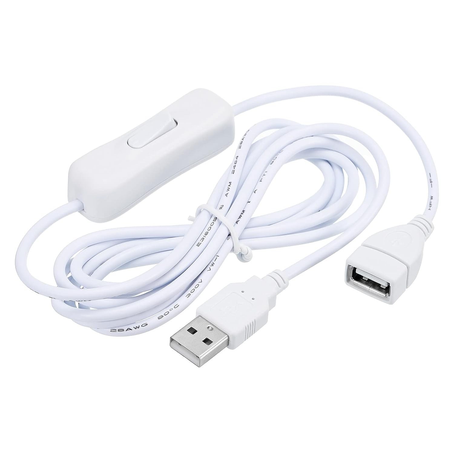 2M USB Extension Cable with ON/Off Switch USB Male to Female Extension Cord