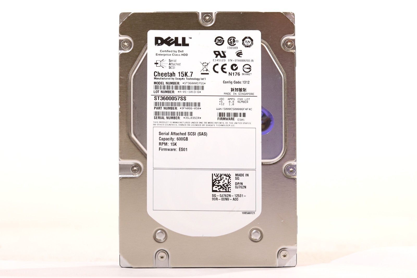 Dell ST3600057SS 600GB 3.5" 6Gb/s 15K RPM SAS Drive Dell P/N: 0J762N Tested