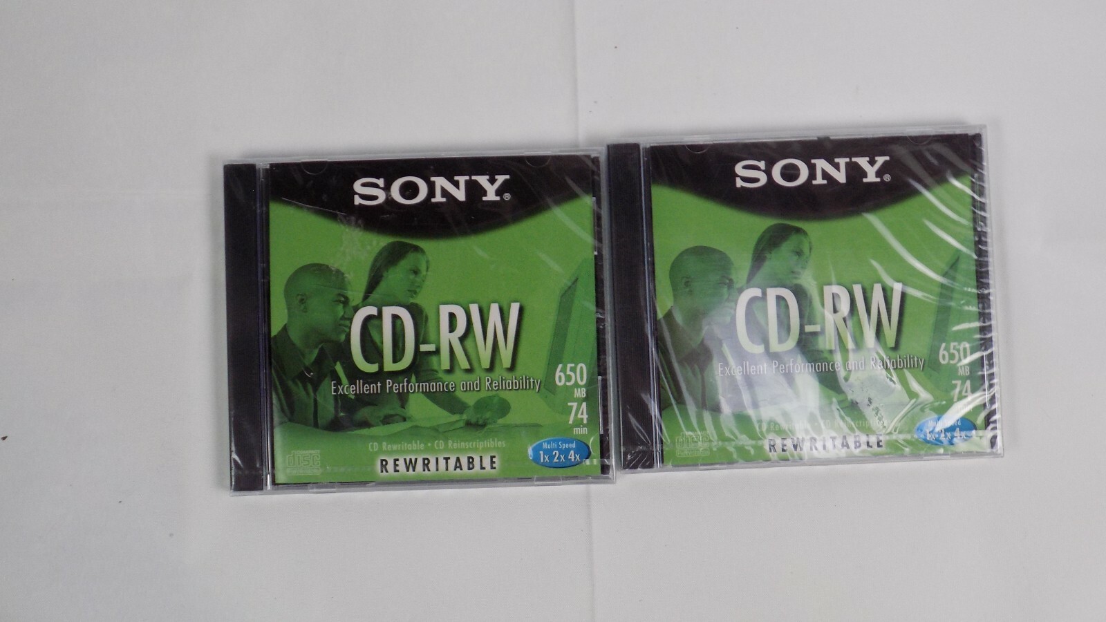 Pair of Sony CD-RW CDRW650L - Rewritable 650MB 74 min New Factory Sealed