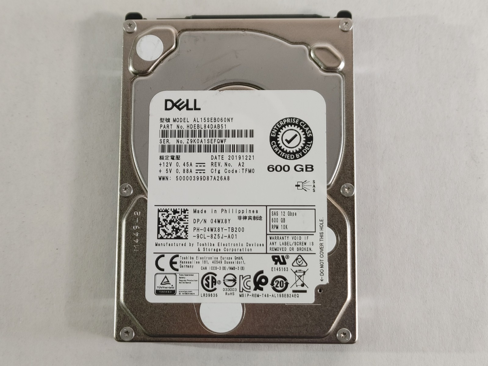 Lot of 2 Toshiba Dell AL15SEB060NY 600 GB SAS 3 2.5 in Enterprise Drive