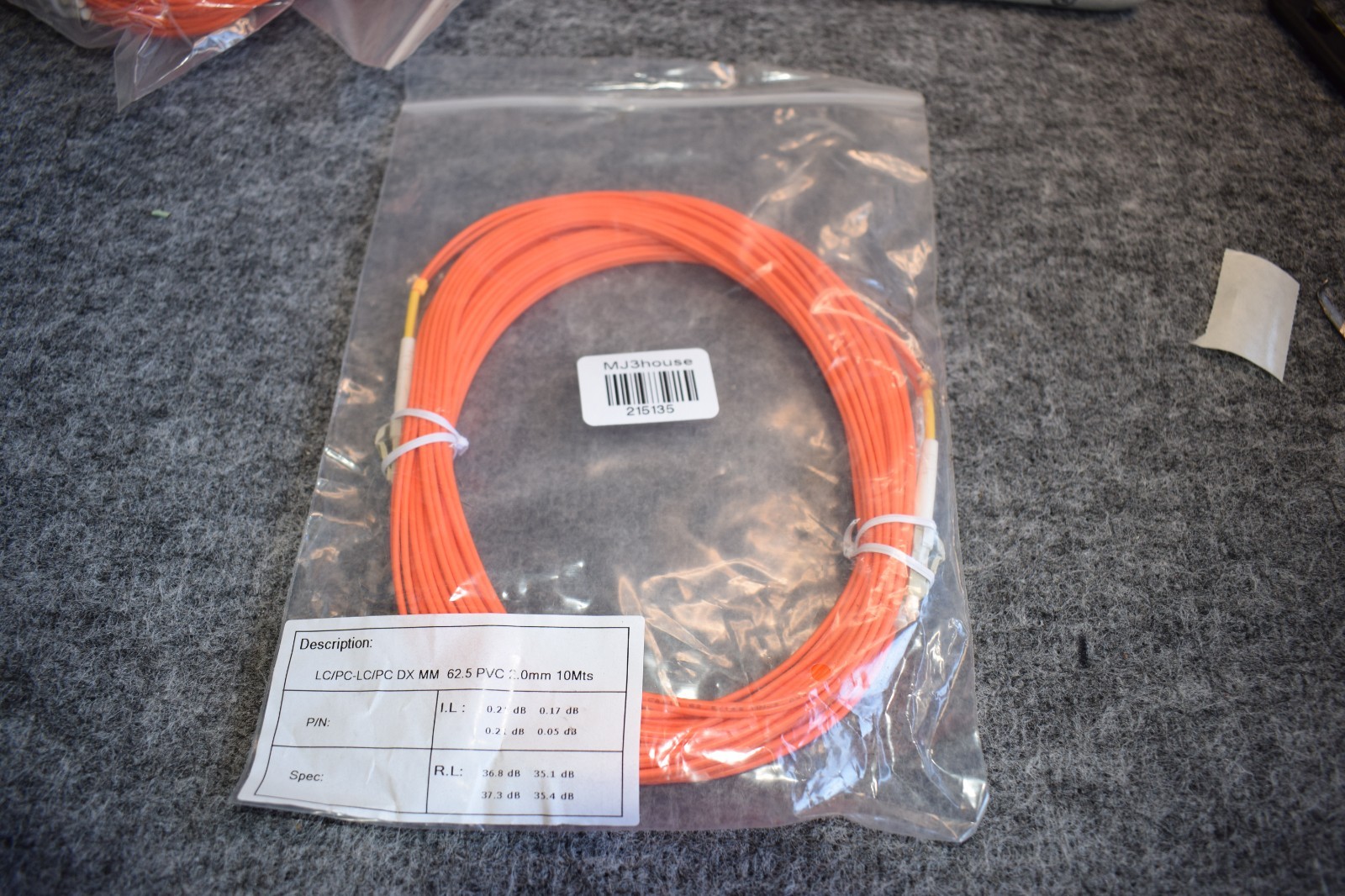 Fiber Optical 10M-LC/PC-LC/PC-MD) MM DX 62.5 2.0mm PVC  #215135-R1*B46