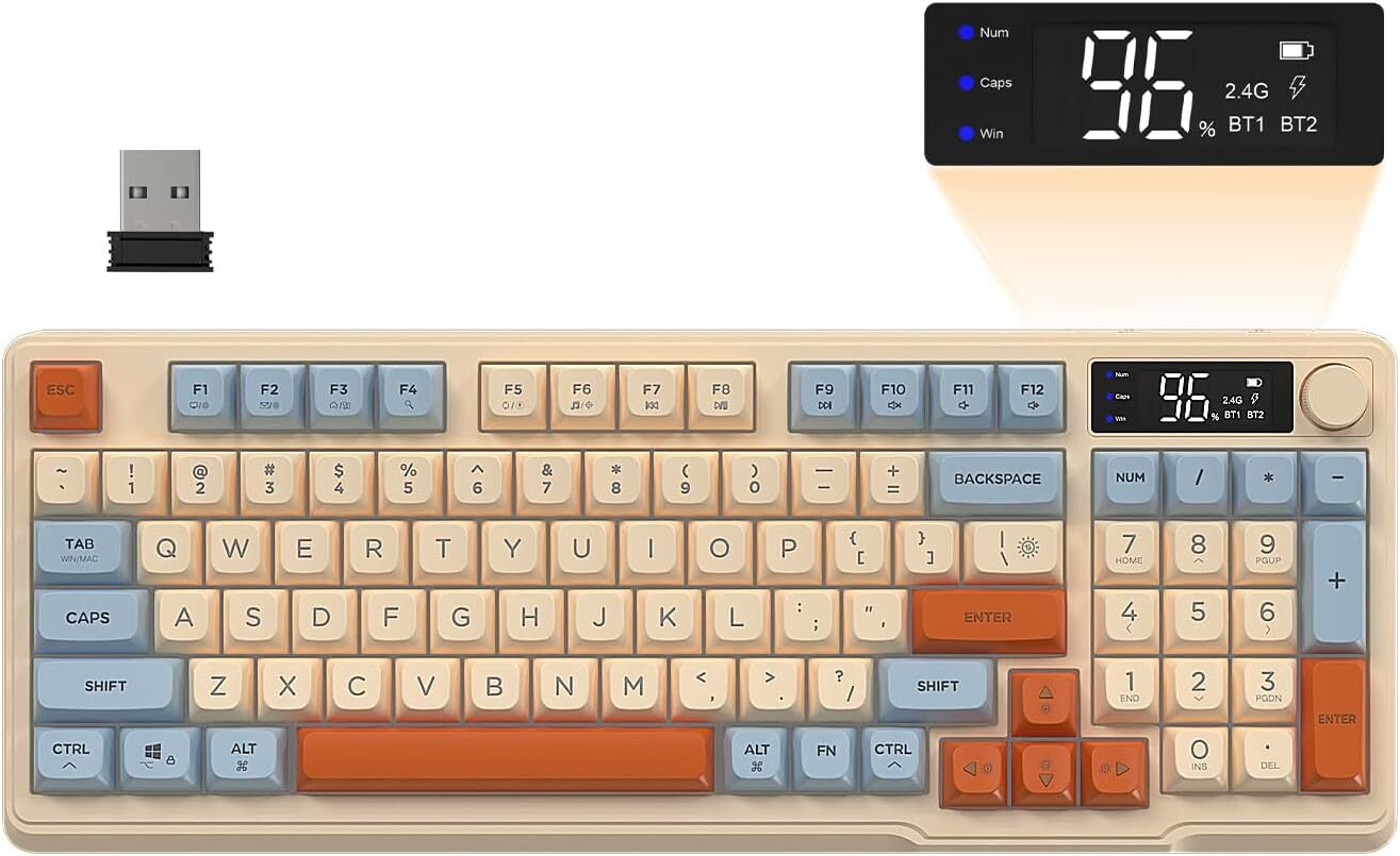 ATTACK SHARK M96 Wireless Gaming keyboard, Knob Control Bluetooth/2.4G Keyboard