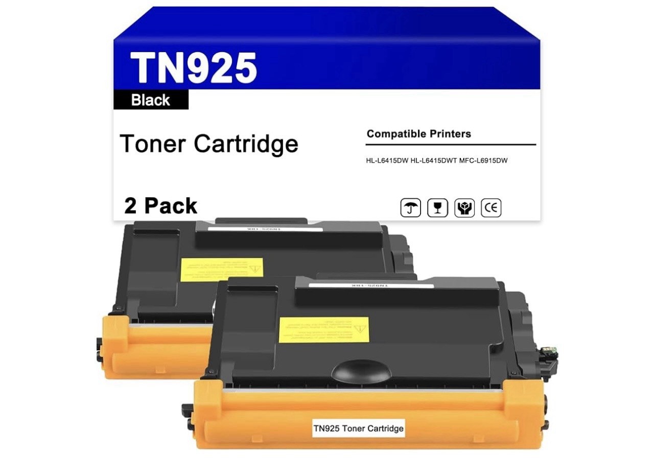 2 Pack TN-925 TN925 TN 925 Black Toner Cartridge Works for HL-L6415DW
