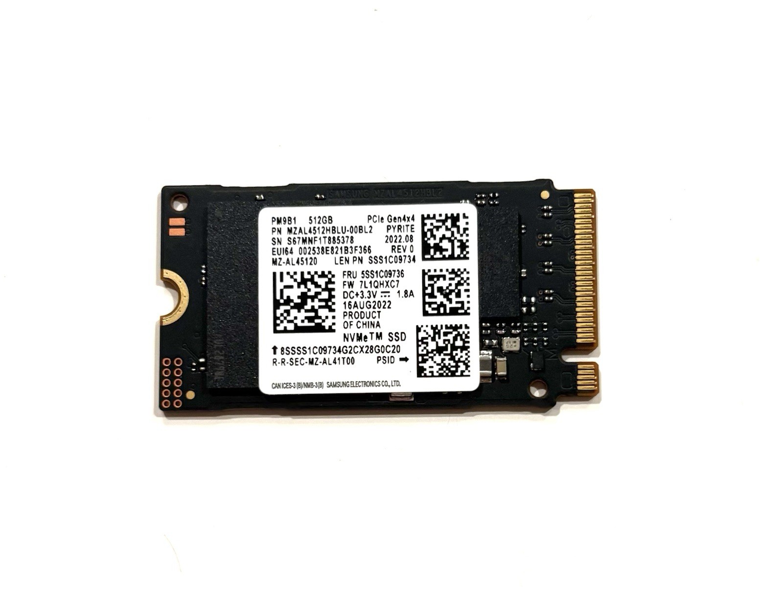 Samsung 512GB PCle Gen 4x4 SSD Drive MZ-AL45120 MZAL4512HBLU-00BL2