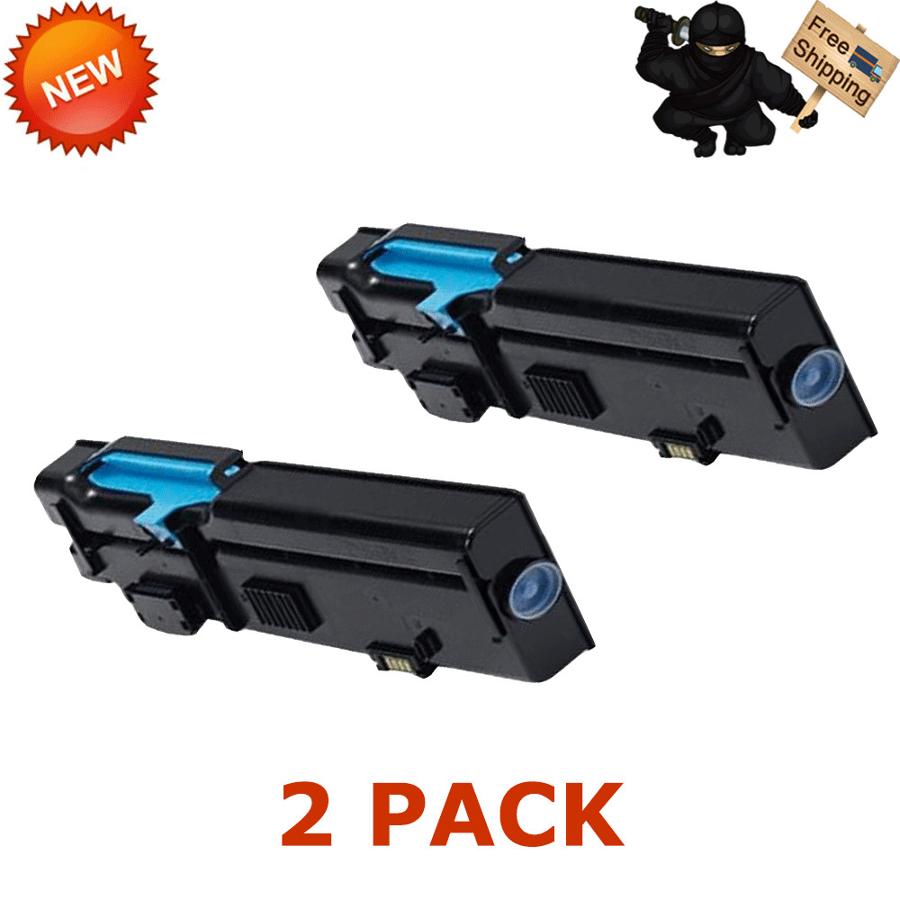 2 x Cyan Toner Cartridge for Dell C2660dn C2665dnf C2660 C2665 593-BBBT 488NH