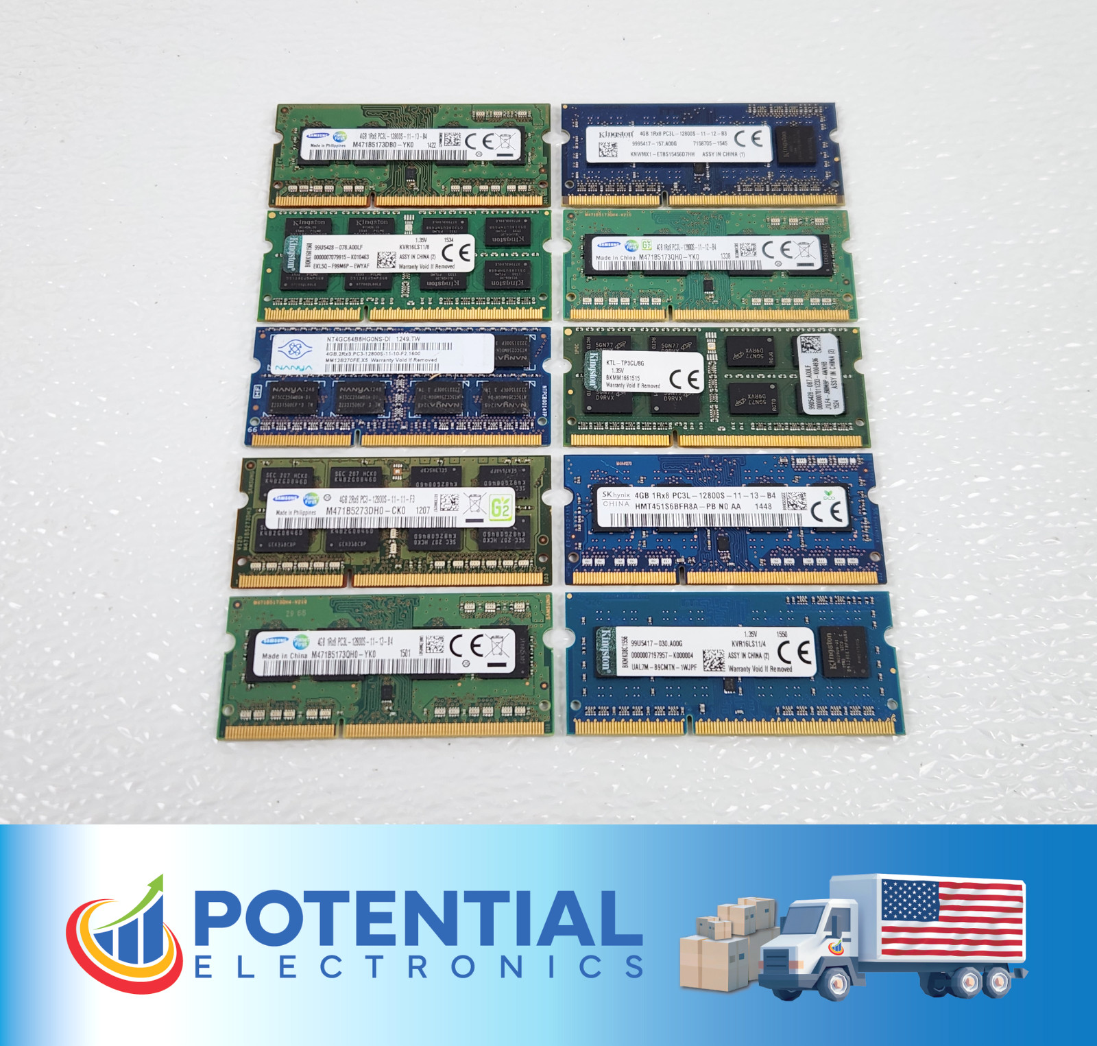 LOT OF 10 MIXED BRANDS 40GB (10x4GB) PC3L-12800S DDR3 Laptop Memory Ram