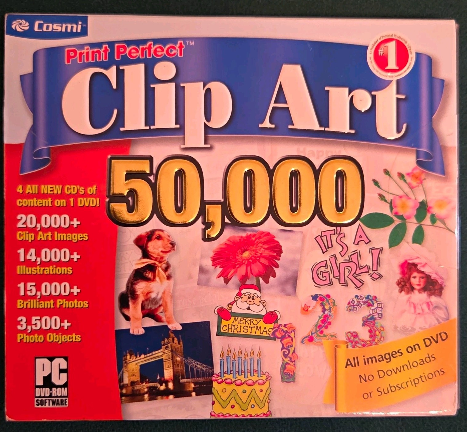 Cosmi Print Perfect Clip Art 50000 Images PC DVD ROM Software Windows XP Vintage