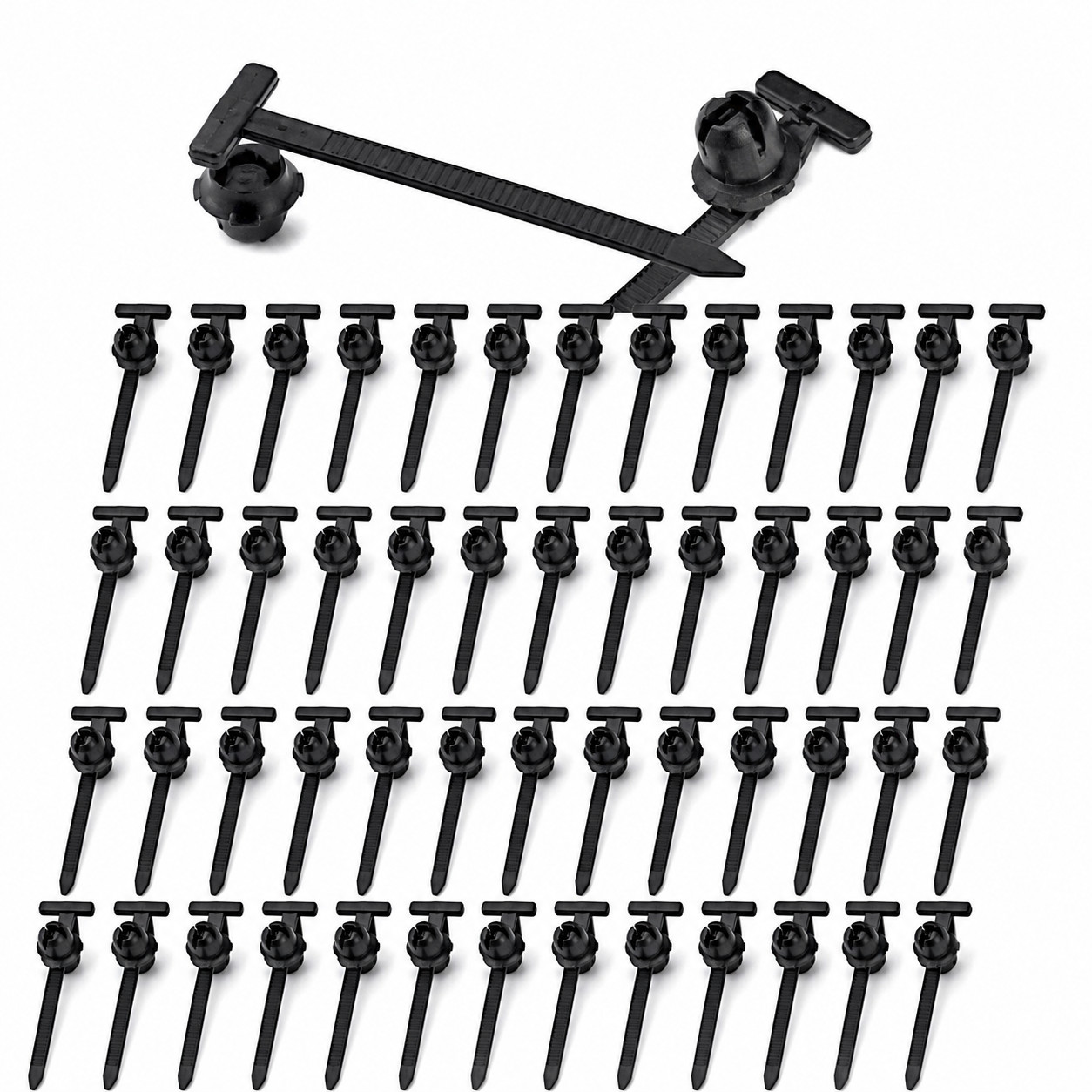 50 Pcs Universal Nylon Auto Fastening Cable Ties Push Mount Wire Clips Black NIP