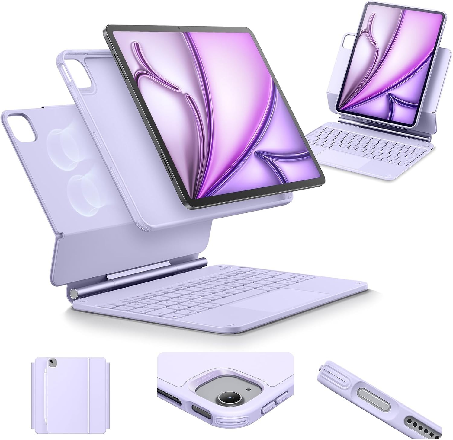ESR for iPad Air 11/Pro 11 Inch Case Keyboard, Multi-Mode Magnetic Stand Purple
