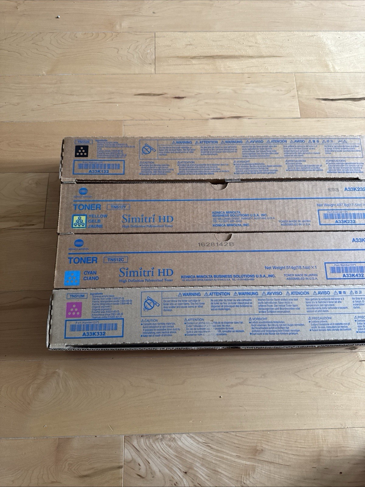 Konica Minolta TN512 4 Color Toner Cartridge Value Pack - 512k, 512y, 513c, 512m