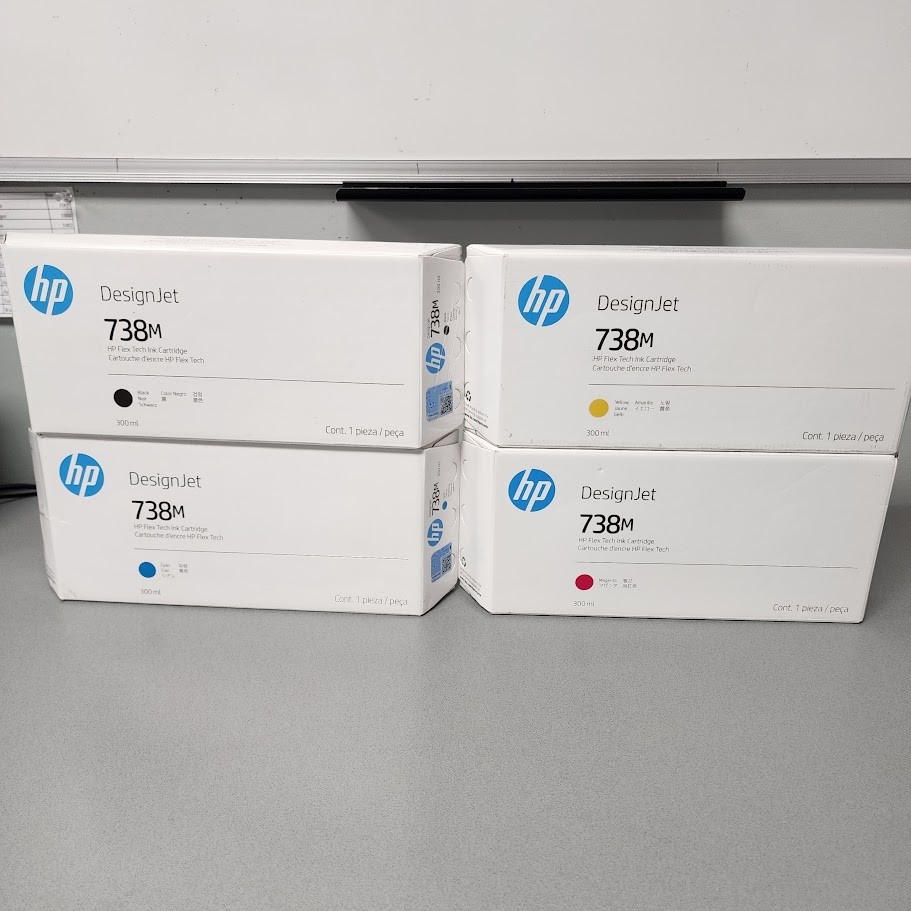 Genuine HP 738M Ink Cartridge Set CMYK 300mL DesignJet XT870 XT950 NEW