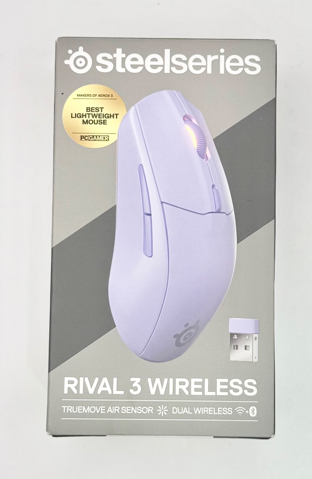 New - SteelSeries Rival 3 Gen 2 Wireless Gaming Mouse Bluetooth Lavender 62690