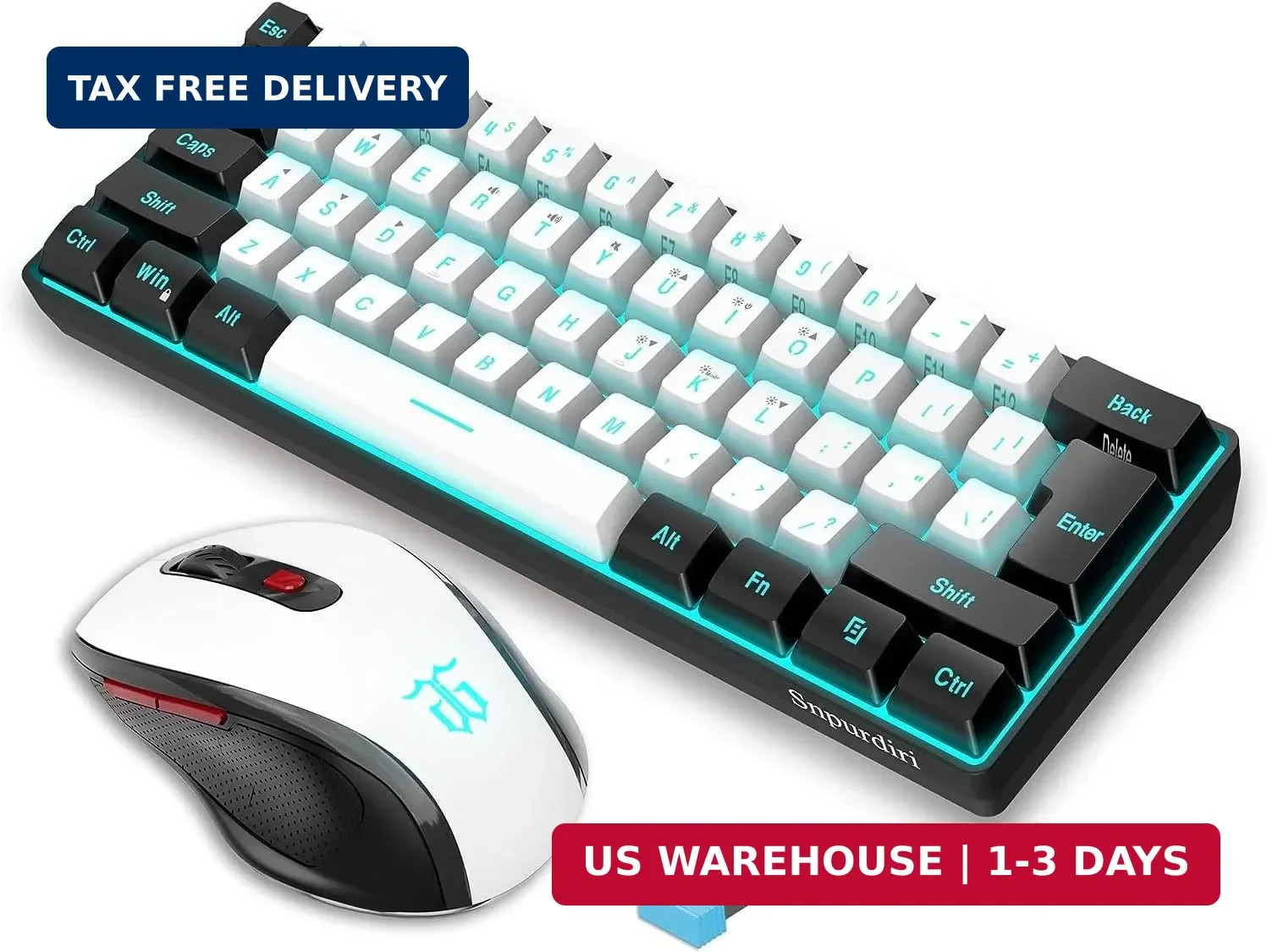 2.4G Wireless Gaming Keyboard and Mouse Combo, Include Mini 60% Merchanical Feel