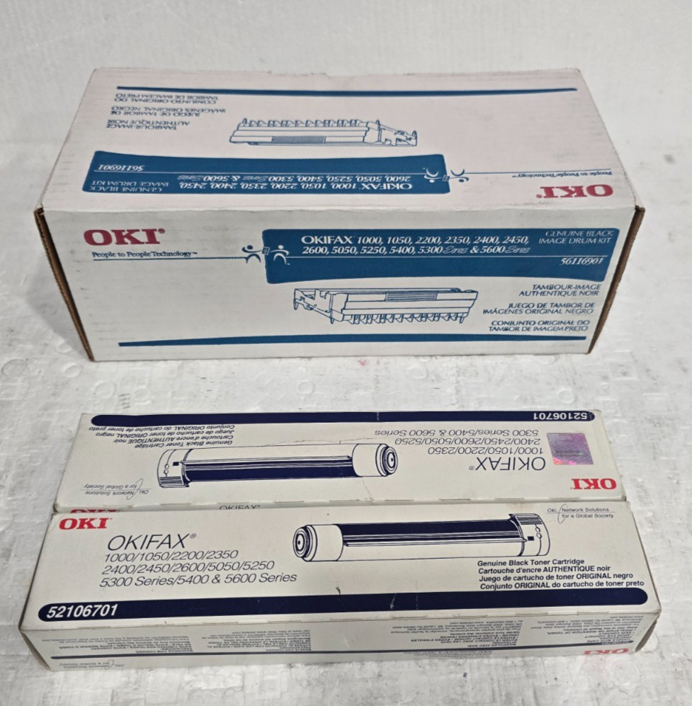 OKI OKIFAX 1000 2200 5300 Drum 56116901 + Black Toner 52106701 Lot of 3 OEM NEW