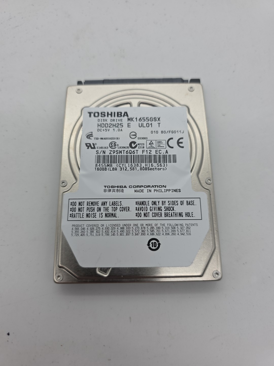 TOSHIBA MK1655GSX 160GB PCB G002439-0A TESTED (5340N) SATA HARD DRIVE