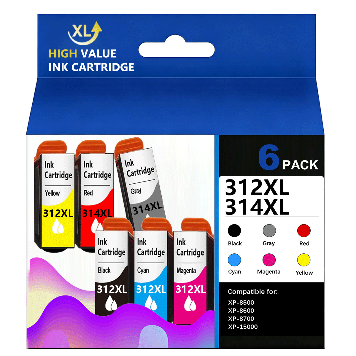 312XL High Yield Ink Cartridges Replacement for XP-8700 XP-8600 XP-8500 Printers