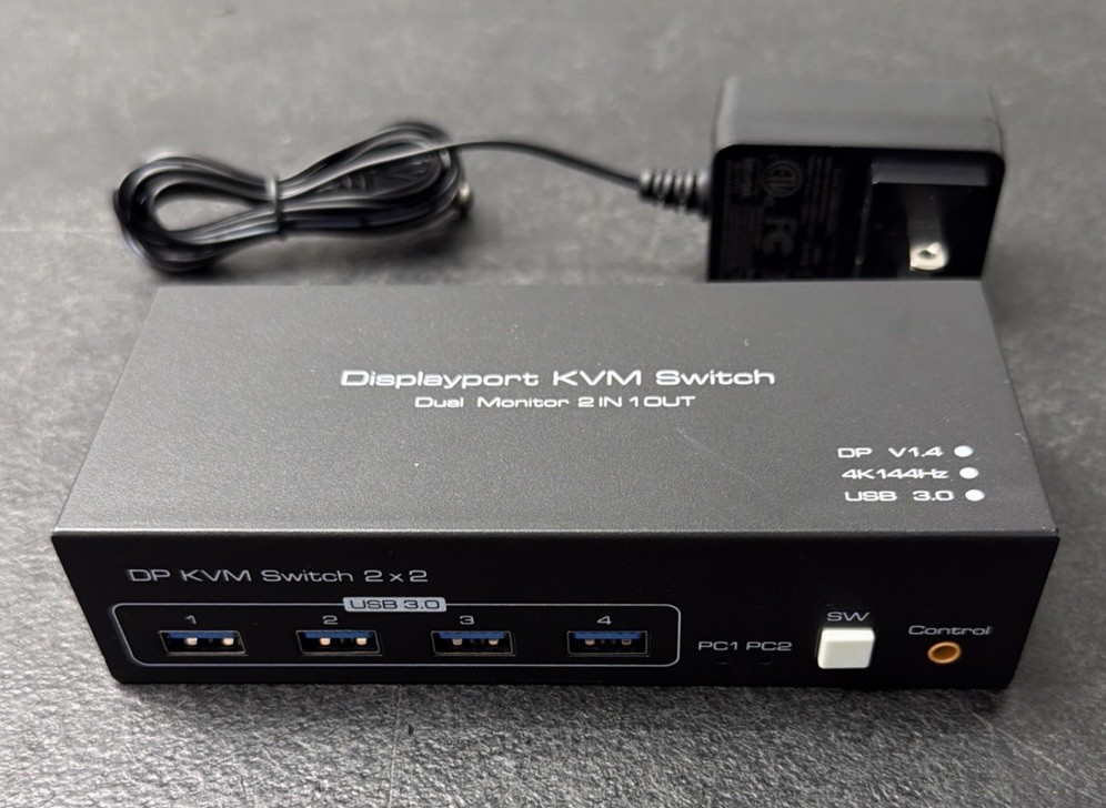 Displayport KVM Switch Dual Monitor 8K 60Hz 4K 120Hz USB 3.0 - Unit Only*