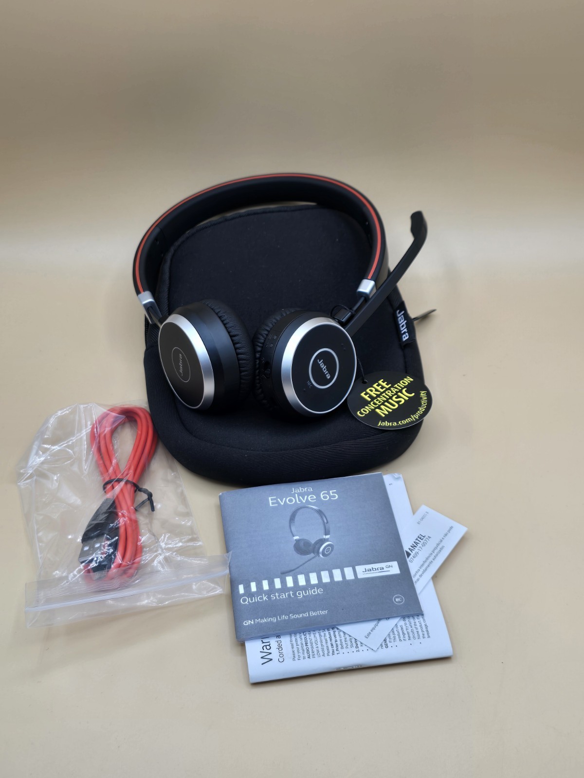 Jabra Evolve 65 Stereo Wireless Bluetooth Headset (HSC018W) W/ Dongle 