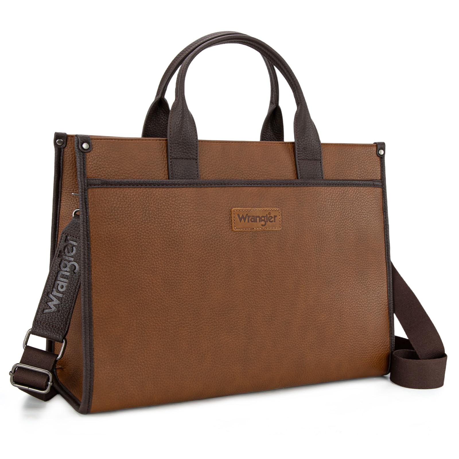 Wrangler Laptop Bag for Women 15.6 Inch 16.5" x 12.5" x 6.5", Brown-coffee