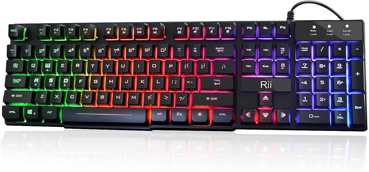 RK100+ Multiple Color Rainbow LED Backlit Large Size USB Wired Mechanical Fee...