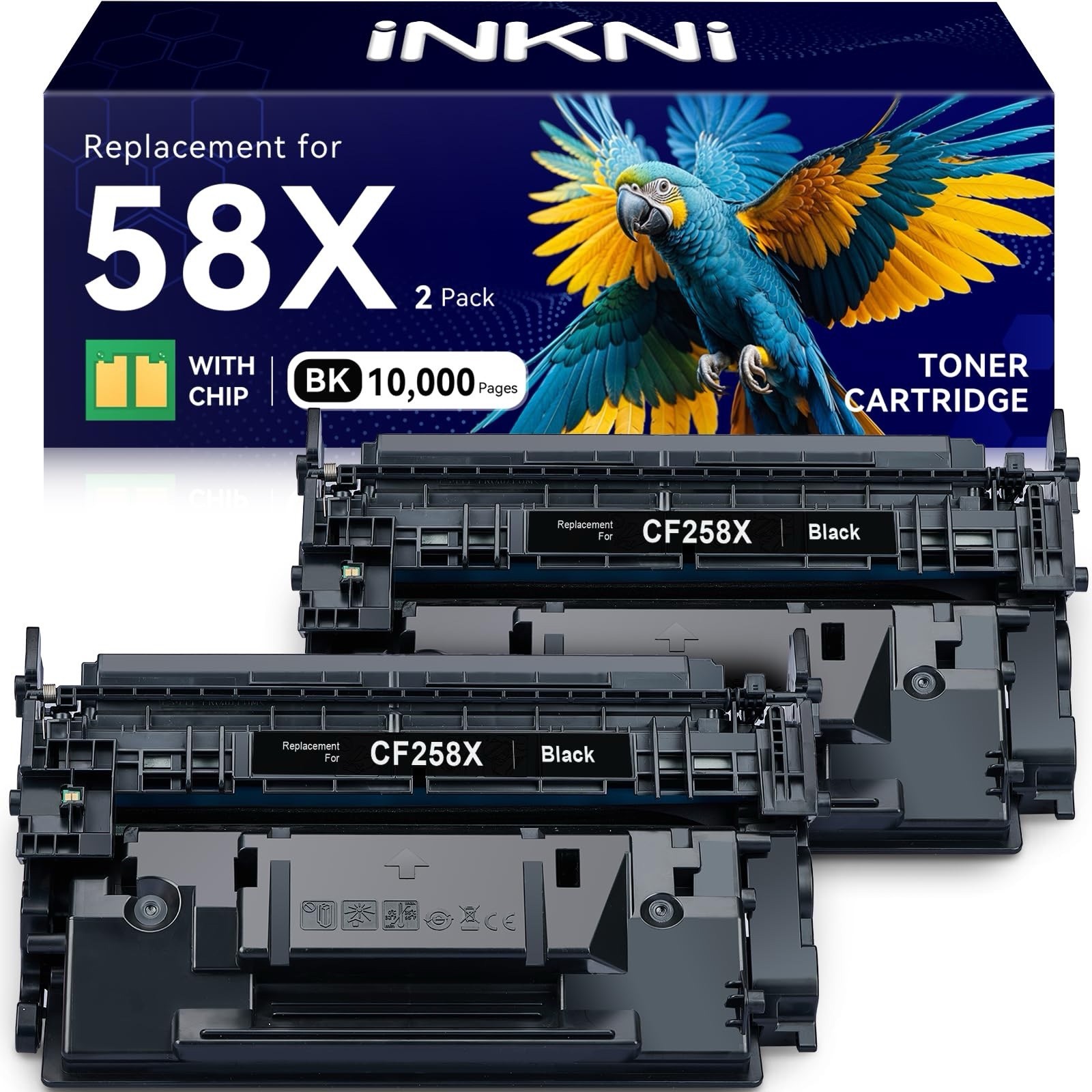 InkNI CF258X 58X Toner Cartridge W/Chip For HP M404 M428 Printer 2PK
