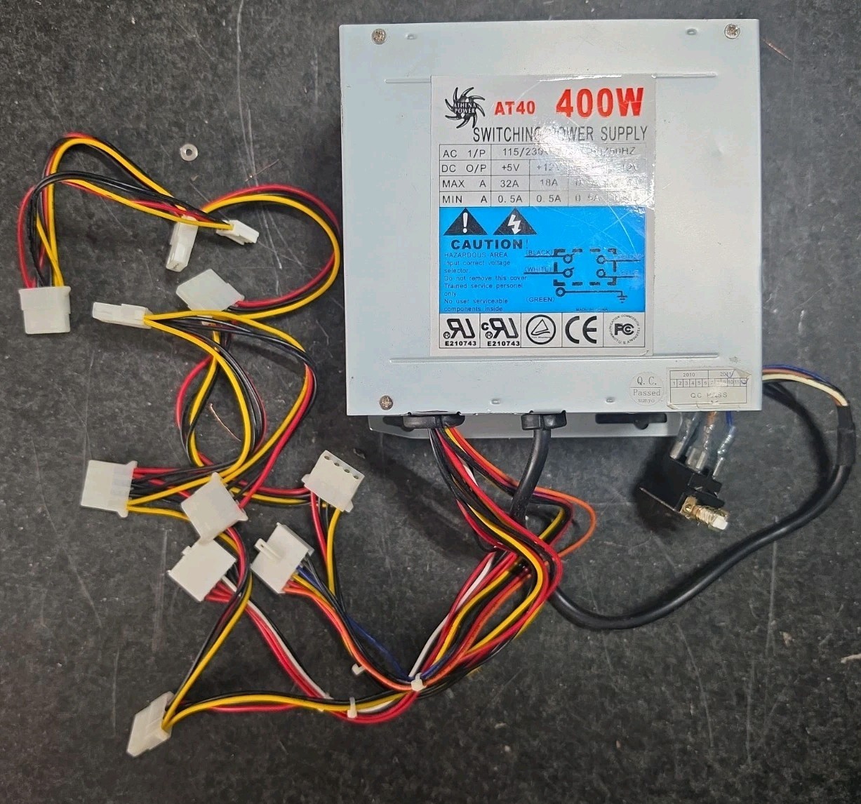 Vintage Athena Power AT40 400W Switching Power Supply AT / ATX Hybrid P8 P9