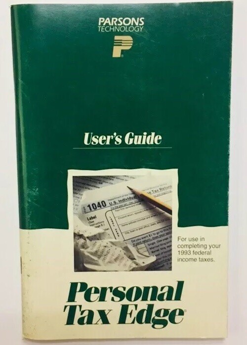 Vintage Parsons Technology Personal Tax Edge IBM PC Computers 1993 Users Guide