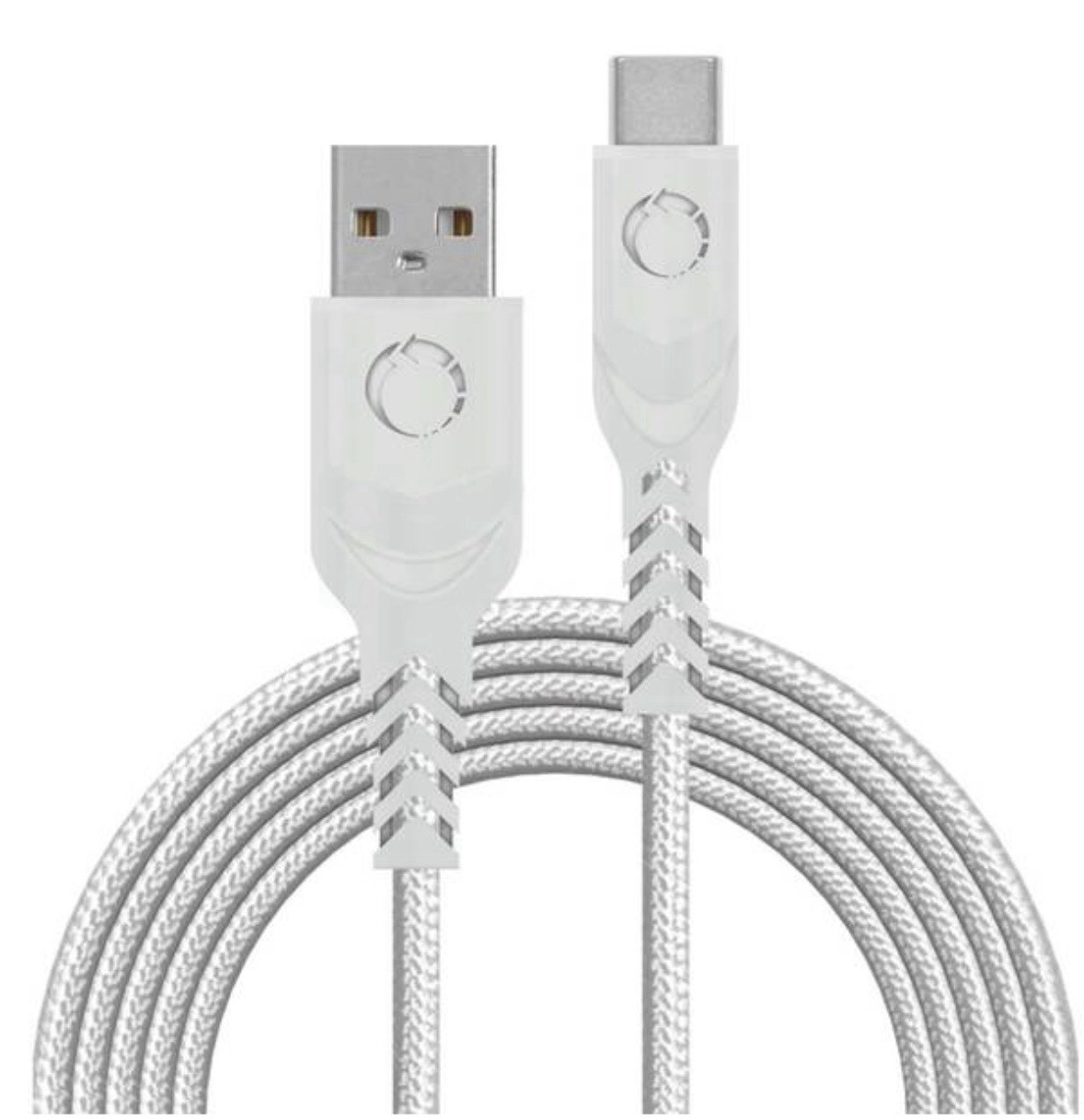 power up 8 ft Braided USB-A to USB-C Charge & Sync Cable, White