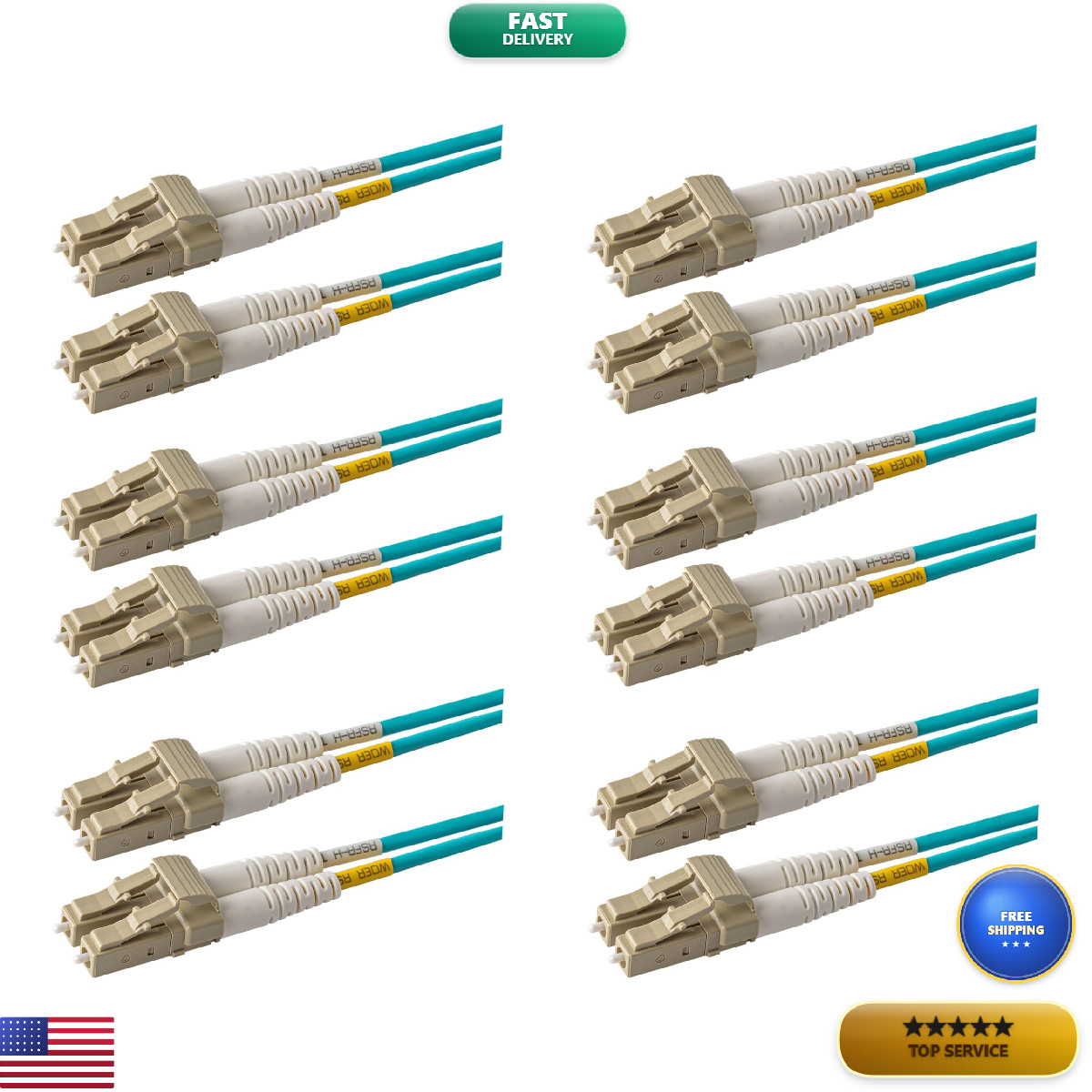 Speedyfibertx 6-Pack 1 Meter Multimode 10G Om3 50/125 Fiber Optic Patch Cable