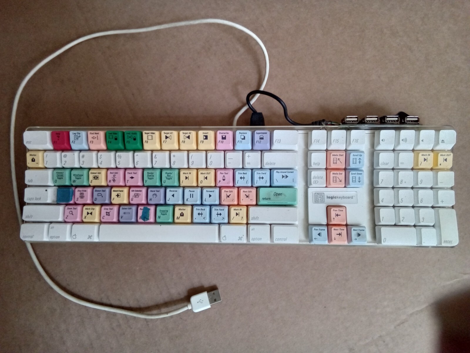 Apple A1048 Digidesign USB Wired Avid Logic Keyboard Final Cut Pro Colored Keys