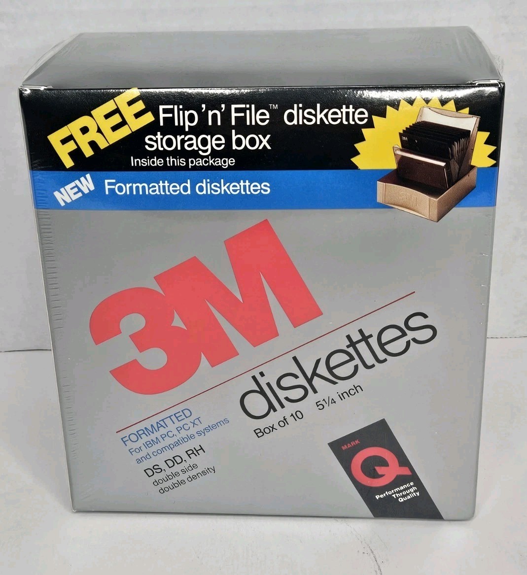 NEW 3M Double Sided Double Density 5.25" Box of 10 Formatted Diskettes DS DD RH 